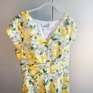 Coldwater Creek Yellow and White Floral Dress, Perfect Condition
